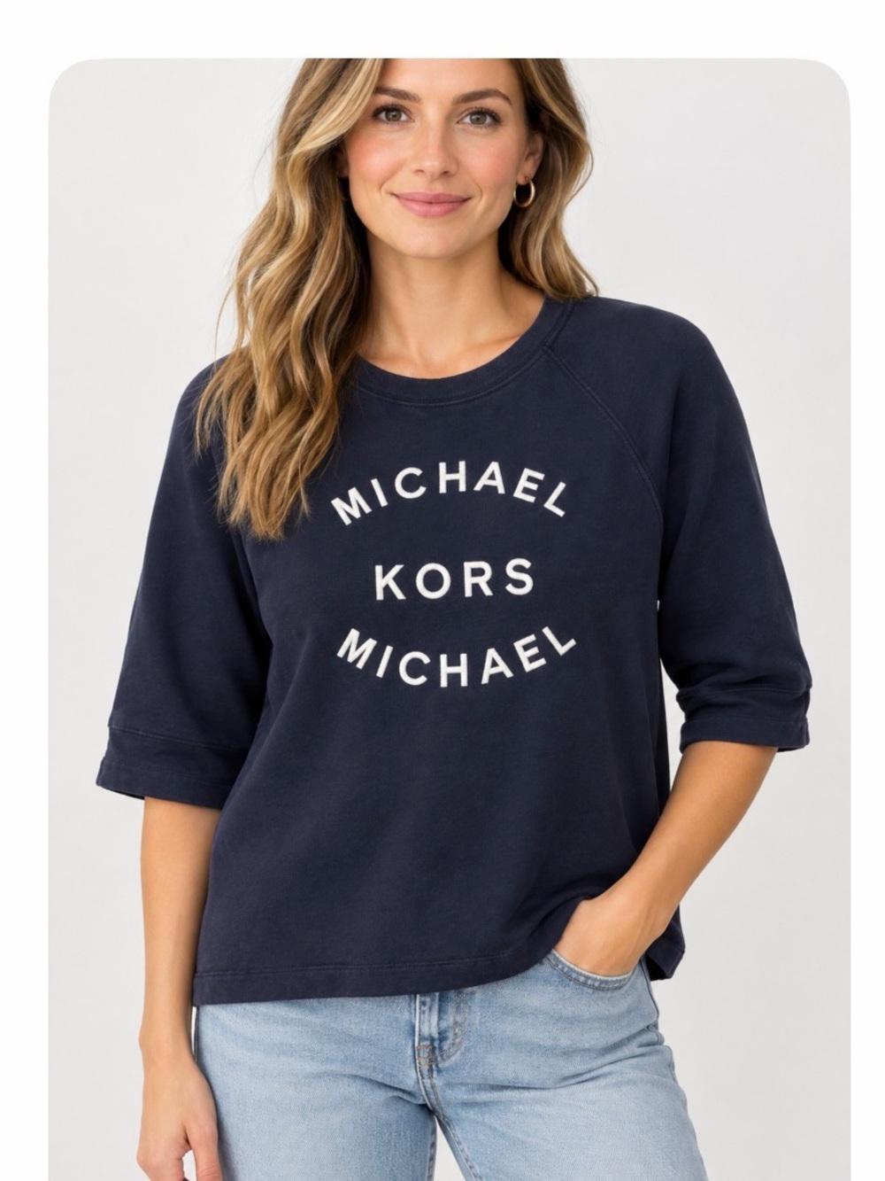 Michael Kors Navy Logo Crewneck Sweatshirt